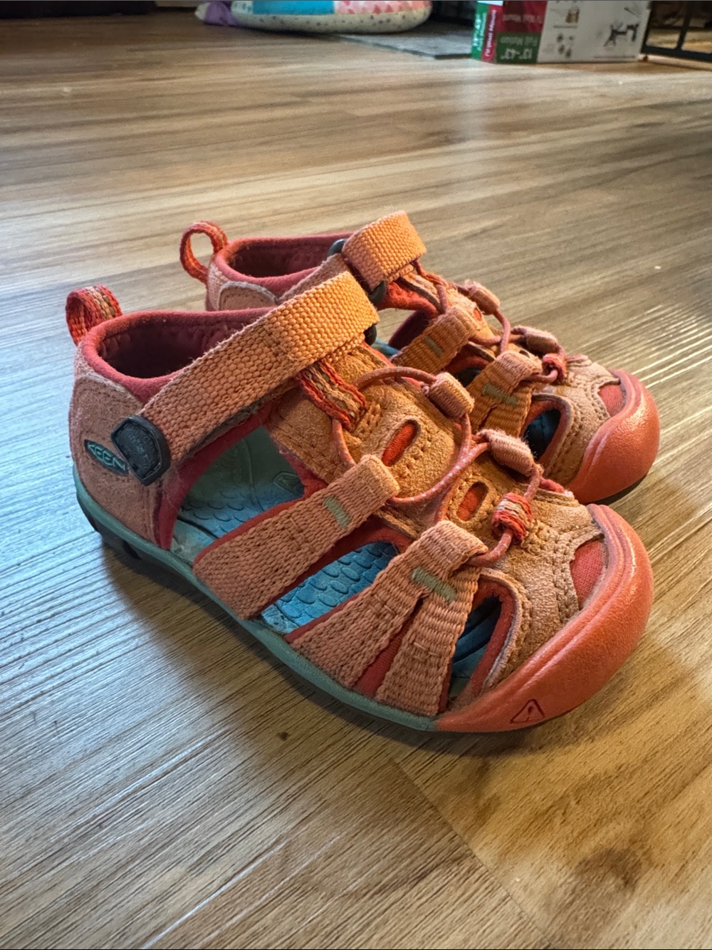 Keen Kids Coral Orange and Teal Closed-Toe Sport Sandals